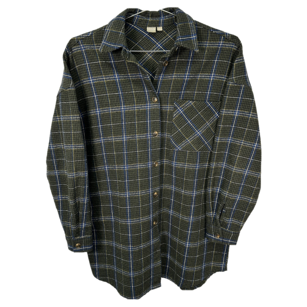 twik Green Plaid Shacket‎ Button Up XS